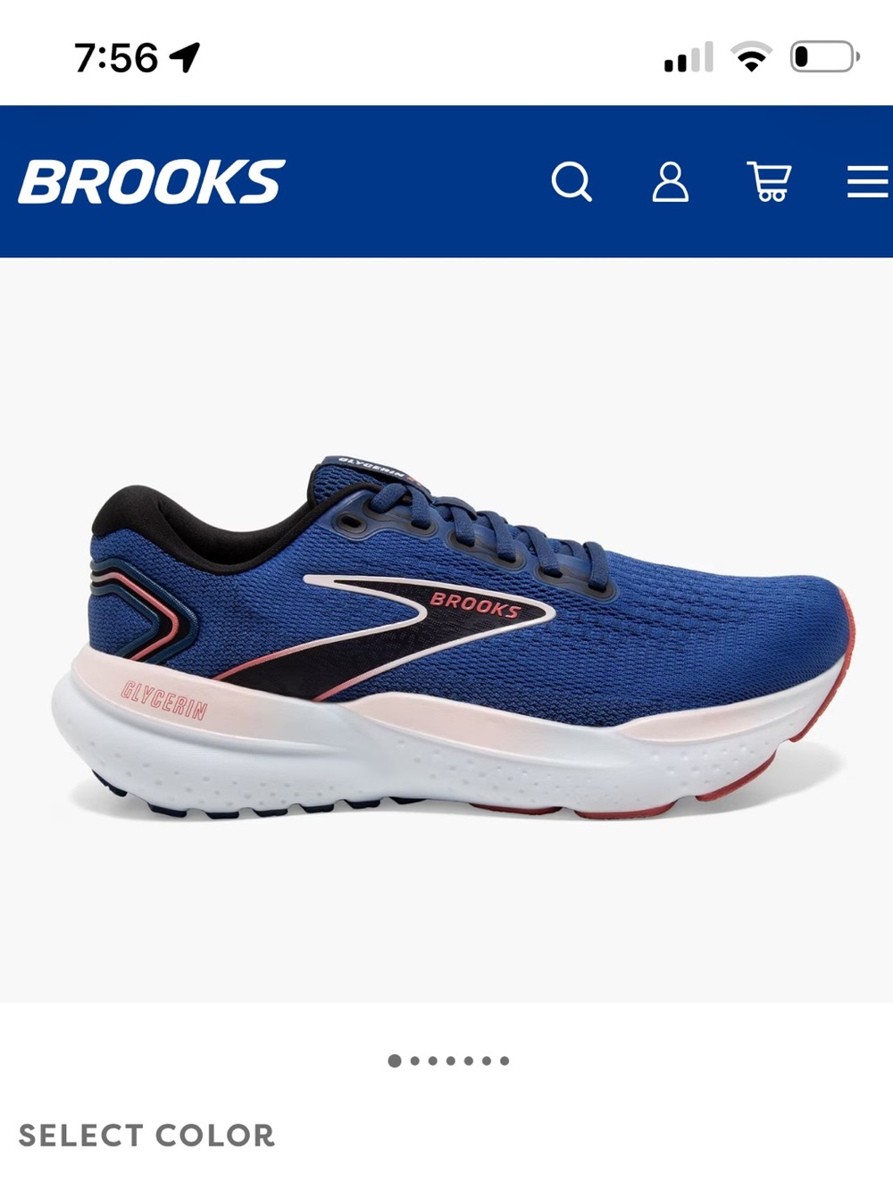 Brooks Glycerin 21 Women's Blue Running Shoes with Orange Accents Size 10.5